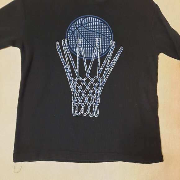 Waffle Knit HOOPS BASKETBALL Long Sleeve Graphic Tee, Championship Gold, Layers - Picture 6 of 7